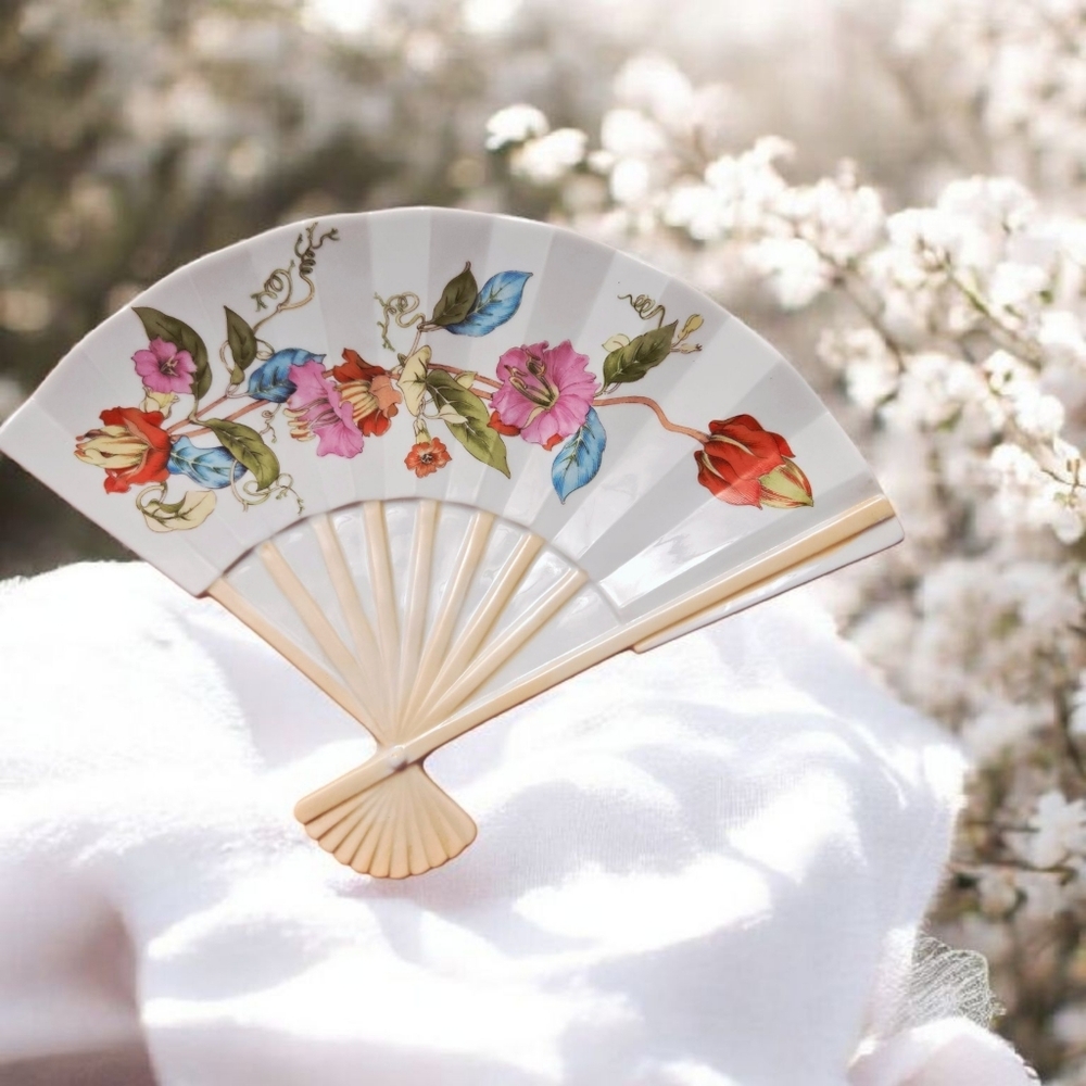 The Toscany Collection JAPAN Fan Shaped Trinket  11x8" Hand Painted Vintage